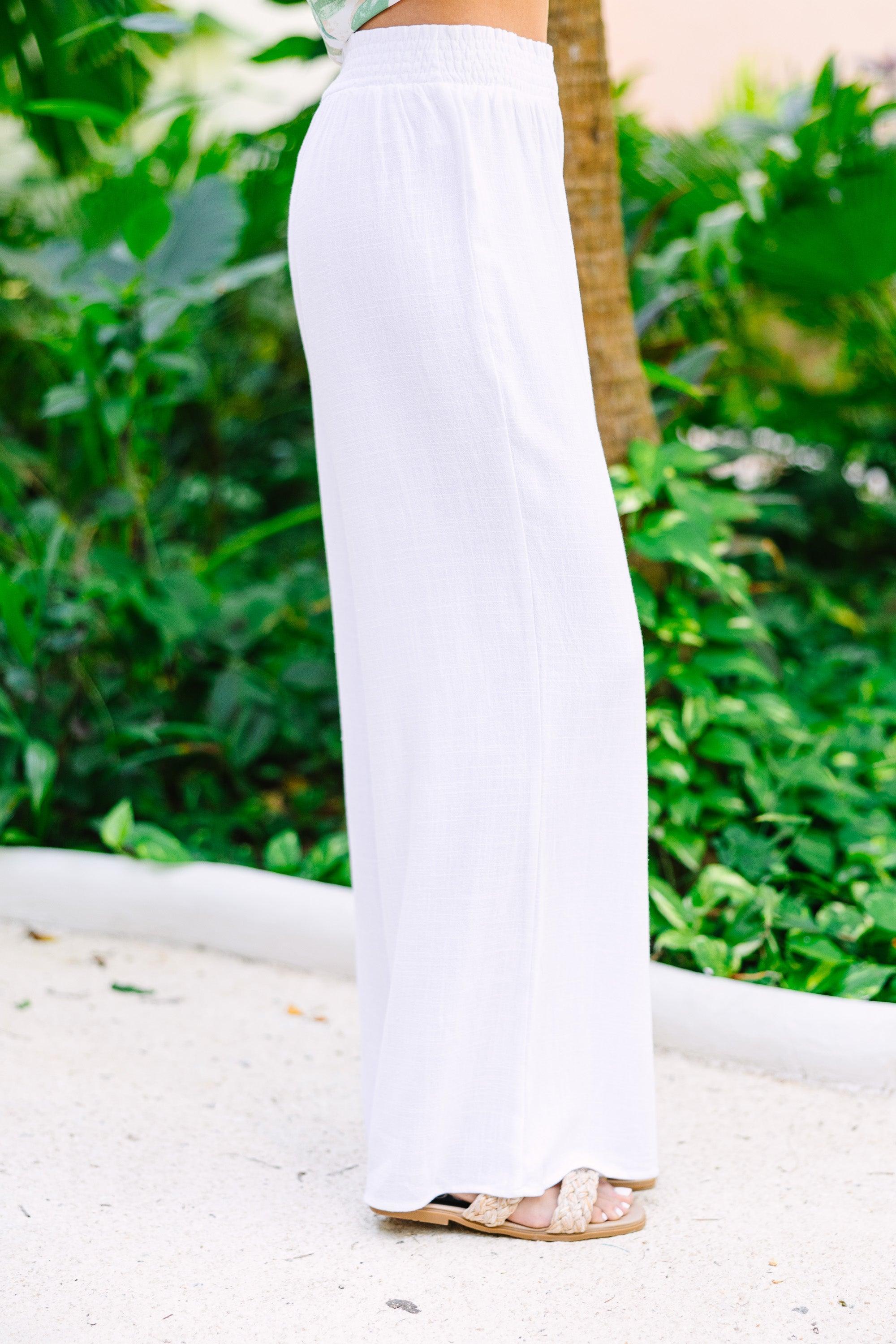 Can't Stop Off White Linen Pants Female Product Image