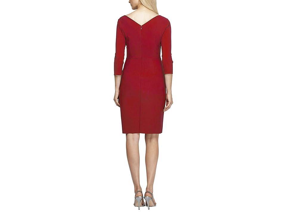 Alex Evenings Alex Evenings Women's Slimming Short Sheath 3/4 Sleeve Dress with Surplus Neckline (Deep ) Women's Dress Product Image