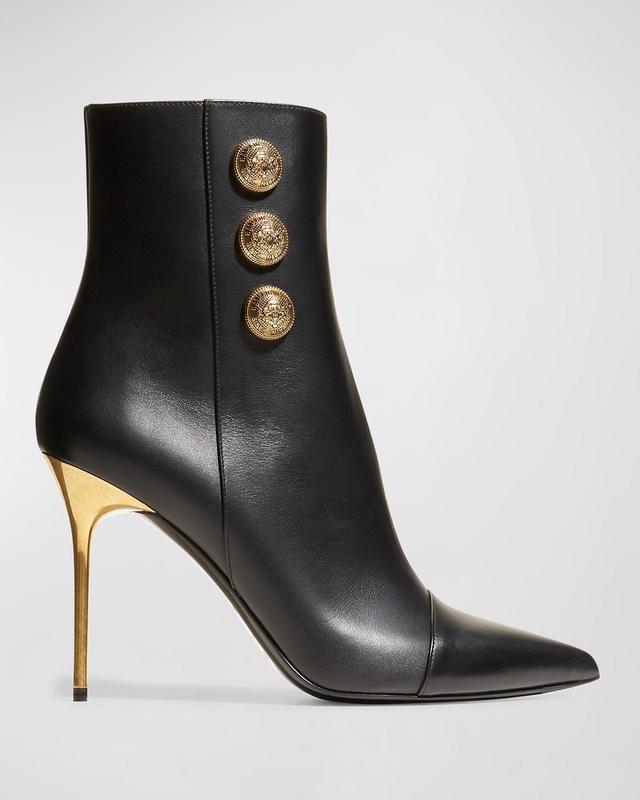 Roni Metallic-Heel Calfskin Booties Product Image