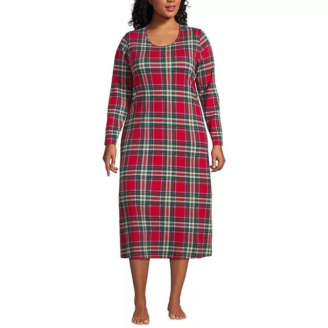 Plus Size Lands End Long Sleeve Midcalf Nightgown, Womens Blue Bird Song Product Image