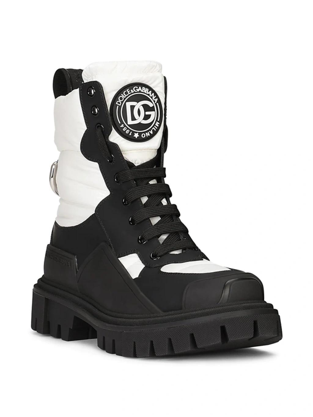 Trekking Boots In Nylon And Leather In Bianco Nero Product Image