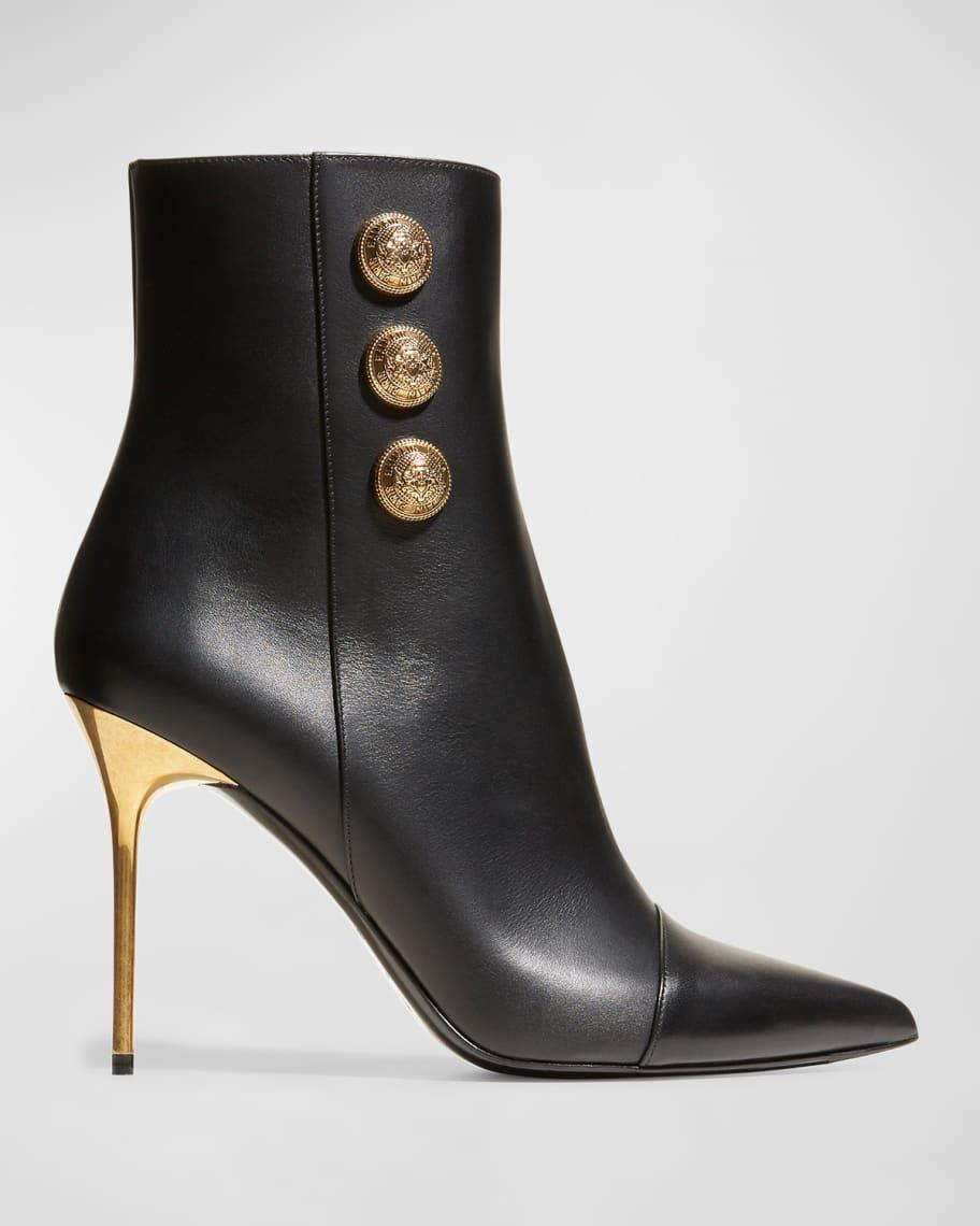 Roni Metallic-Heel Calfskin Booties product image