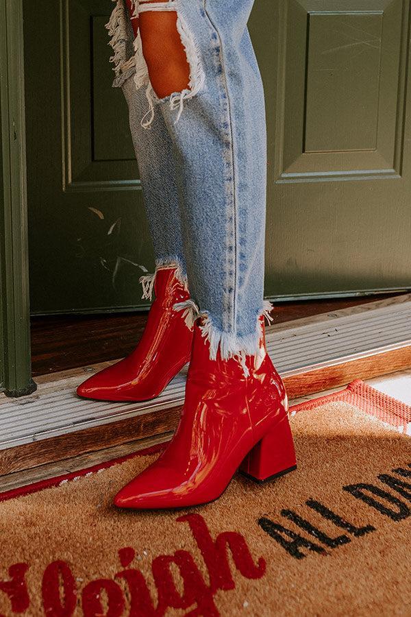 The Rowe Patent Bootie In Red Product Image