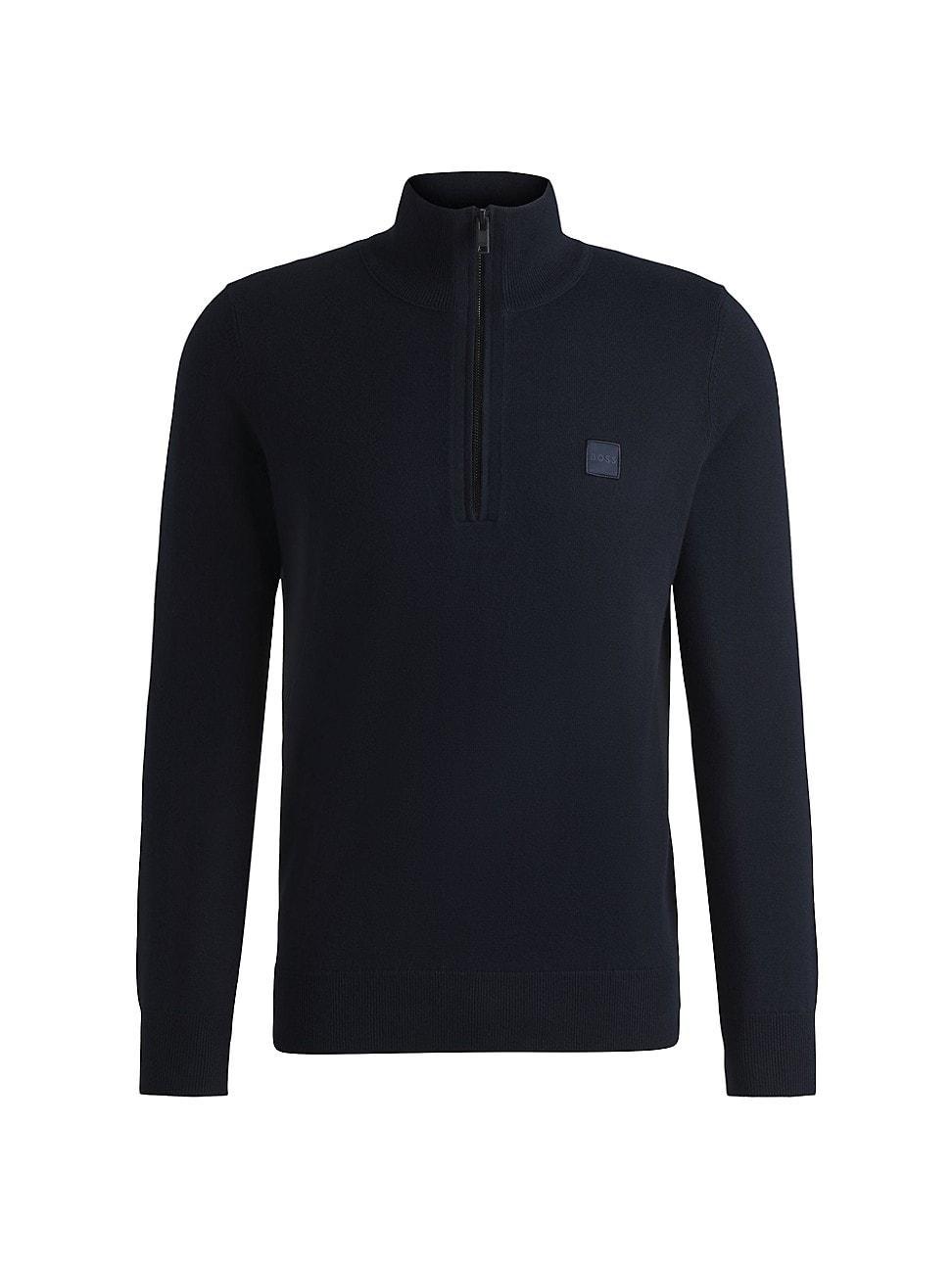 Mens Logo-Patch Zip-Neck Sweater in Cotton and Cashmere Product Image