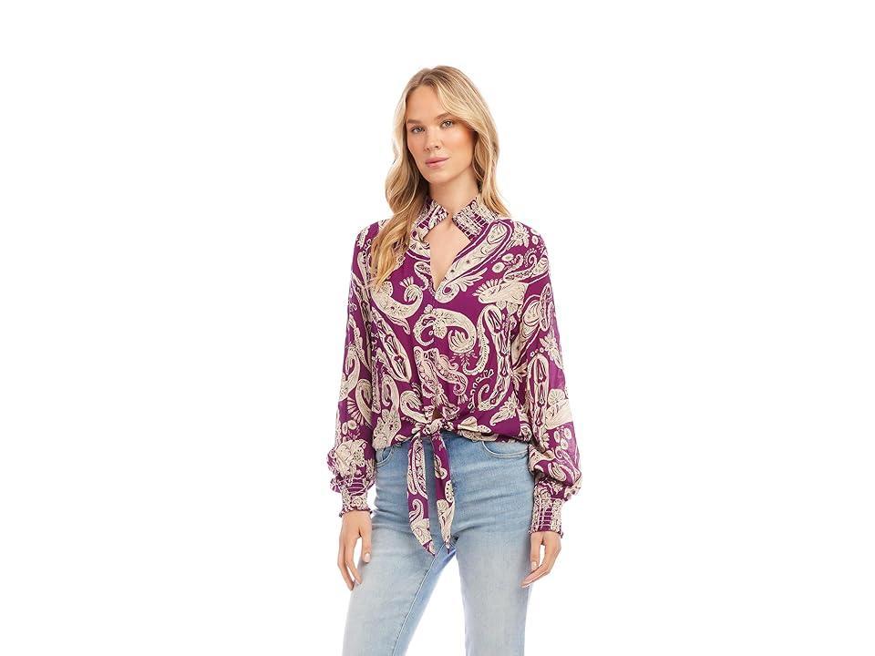 Karen Kane Smocked Tie Hem Blouse Product Image