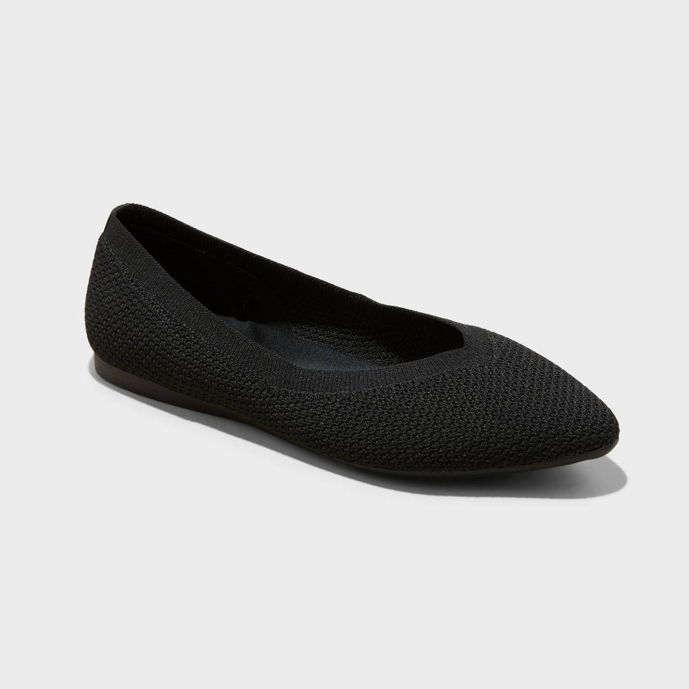 Womens Claire Knit Washable Ballet Flats - A New Day Black 6 Product Image