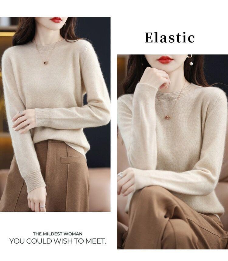 Long-Sleeve Mock Neck Plain Knit Top Product Image