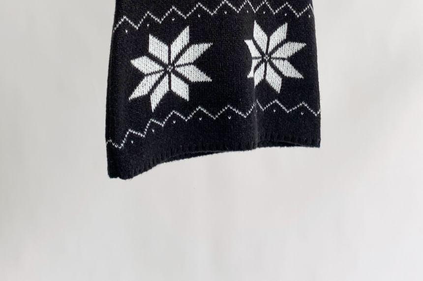 Low Rise Snowflake Print Knit Mini Pencil Skirt Product Image