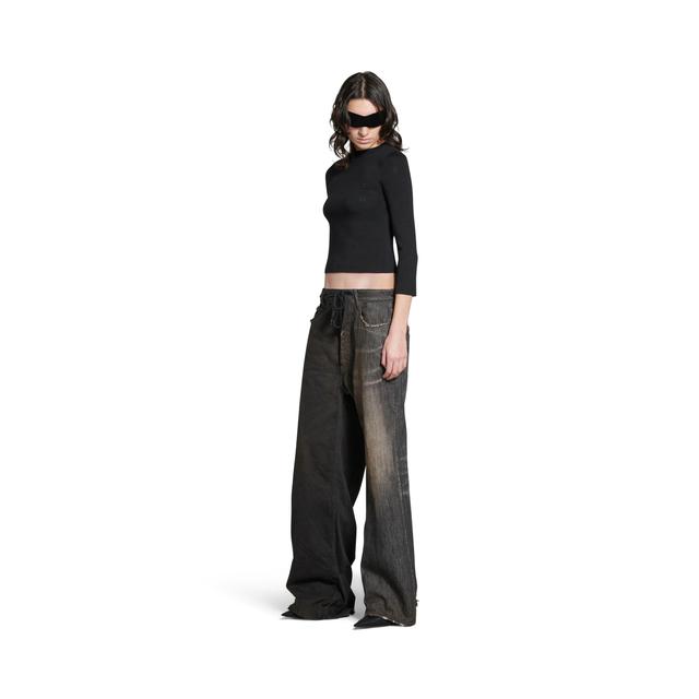 Women's Bb Allover Cropped Sweater in Black Product Image