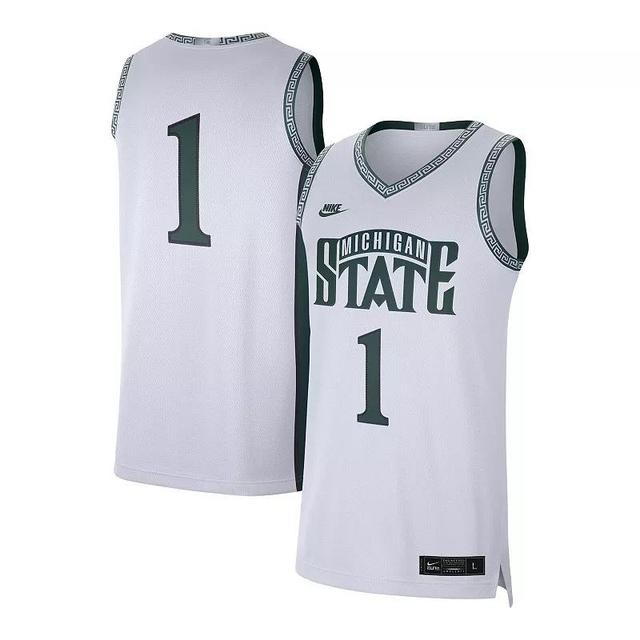 Nike Mens #1 Michigan State Spartans Limited Authentic Jersey - White Product Image