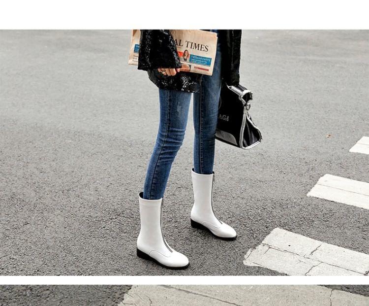 Low Heel Faux Leather Short Boots Product Image