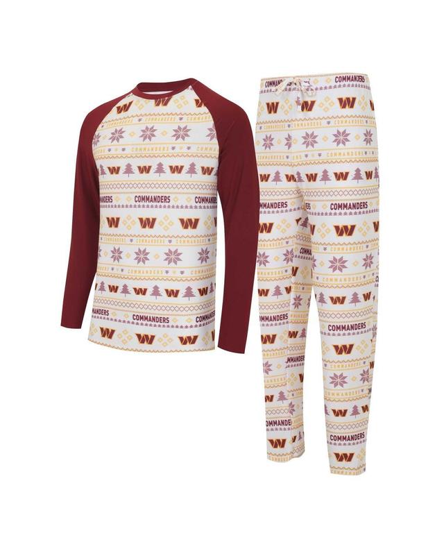 Mens Concepts Sport White/Burgundy Washington Commanders TinselRaglan Long Sleeve T-Shirt & Pants Sleep Set Product Image