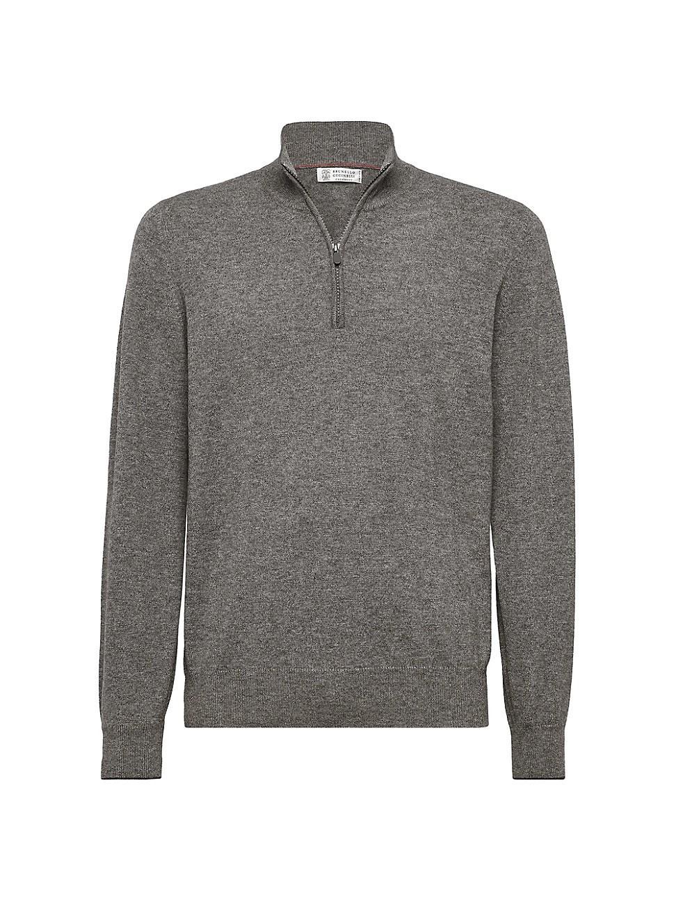 Mens Cashmere Turtleneck Sweater with Half Zip Product Image