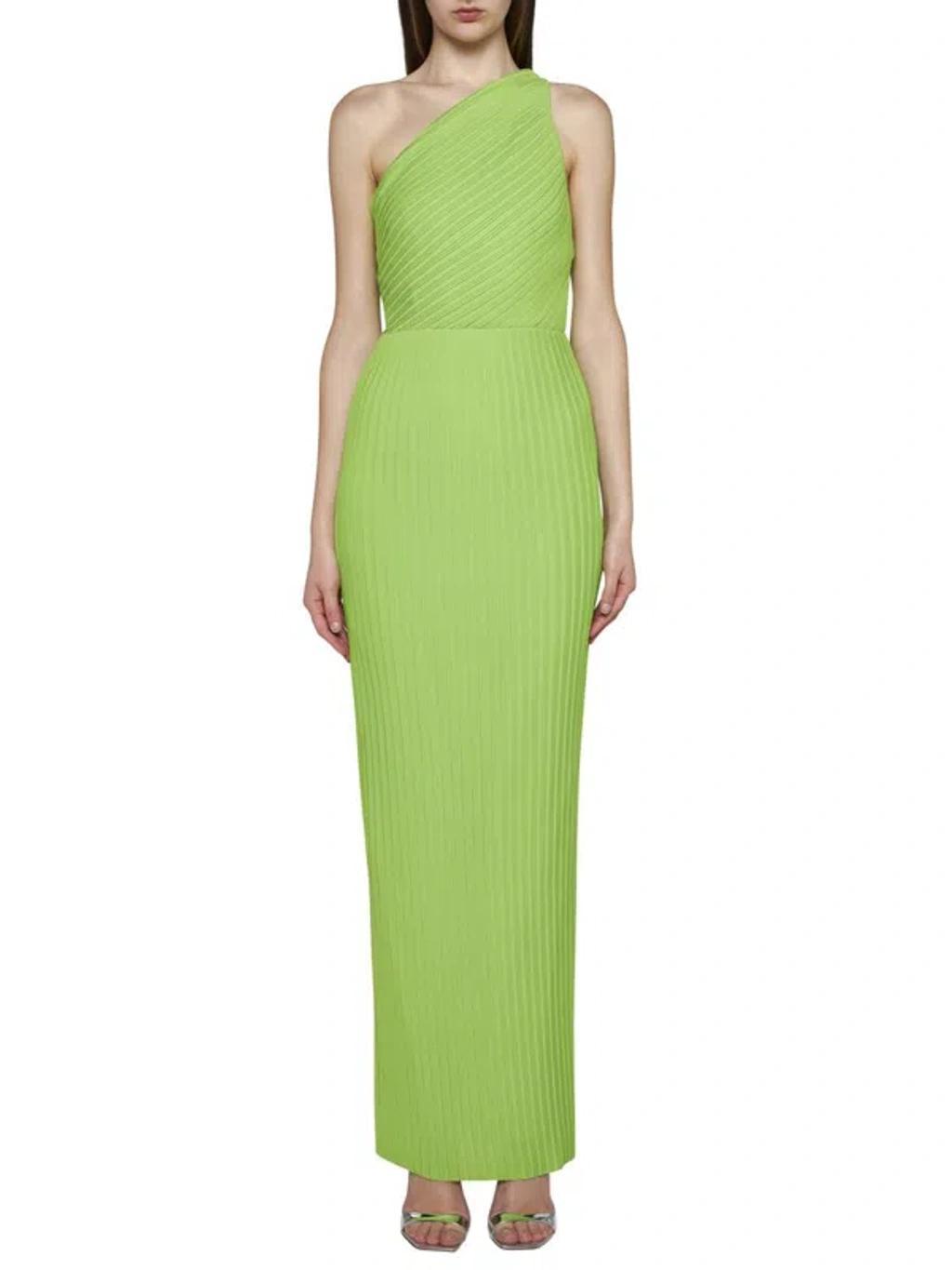 Adira Maxi Dress In Green Pleated Chiffon Product Image