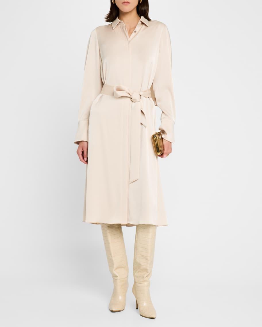 Everett Satin Back Crepe Cape Midi Shirtdress Product Image