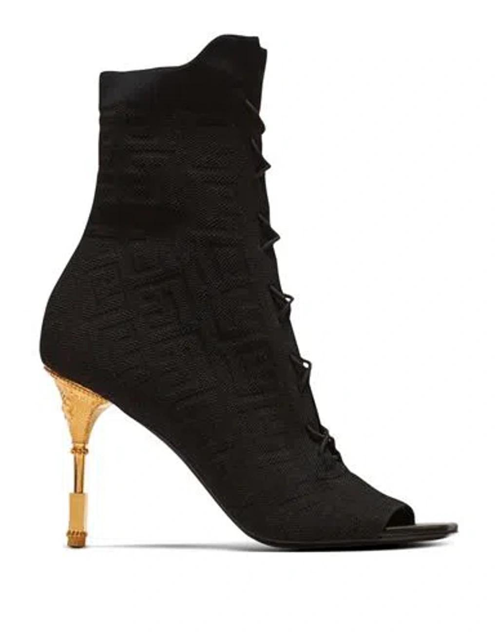 BALMAIN Coin Heeled Ankle Boots In Black Product Image