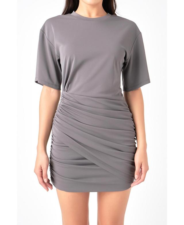 Grey Lab Womens Asymmetric Ruched Mini Dress Product Image