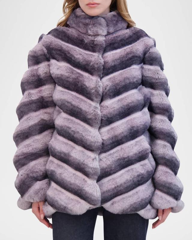 Faux Fur Chinchilla-Like Jacket Product Image