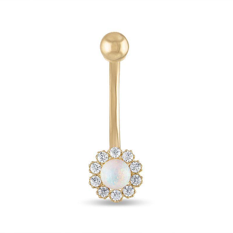 Amella Jewels 14K Gold Opal & Cubic Zirconia Belly Ring, Womens, Yellow Product Image