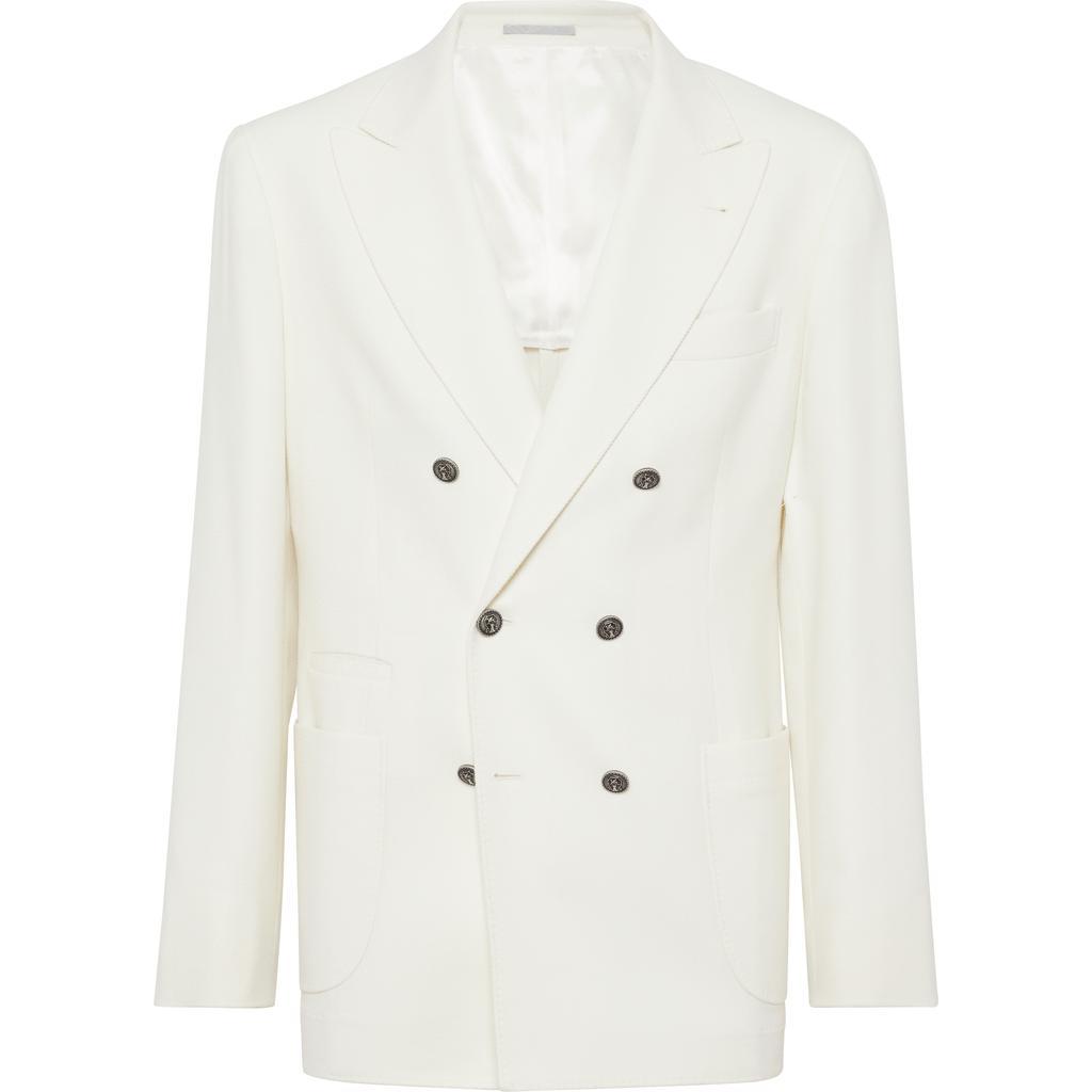 BRUNELLO CUCINELLI Diagonal Twill Unconstructed Blazer In White Product Image