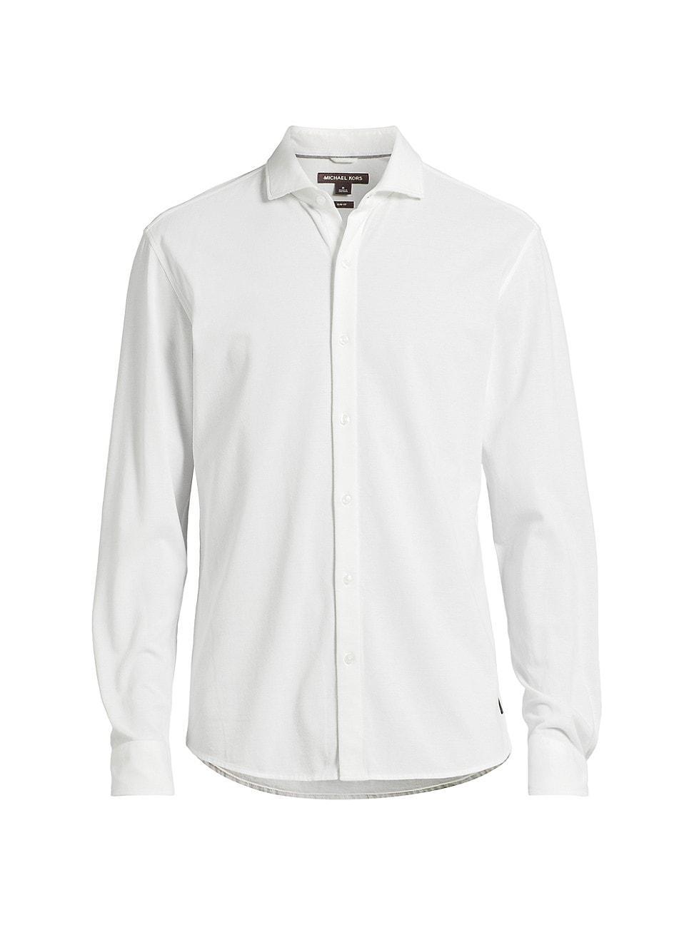 Michael Kors Mens Slim-Fit Stretch Pique Button-Down Shirt Product Image