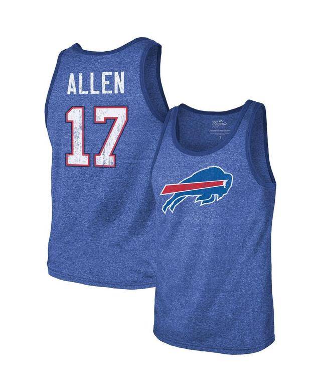 Mens Fanatics Branded Josh Allen Royal Buffalo Bills Name & Number Tri-Blend Tank Top Product Image