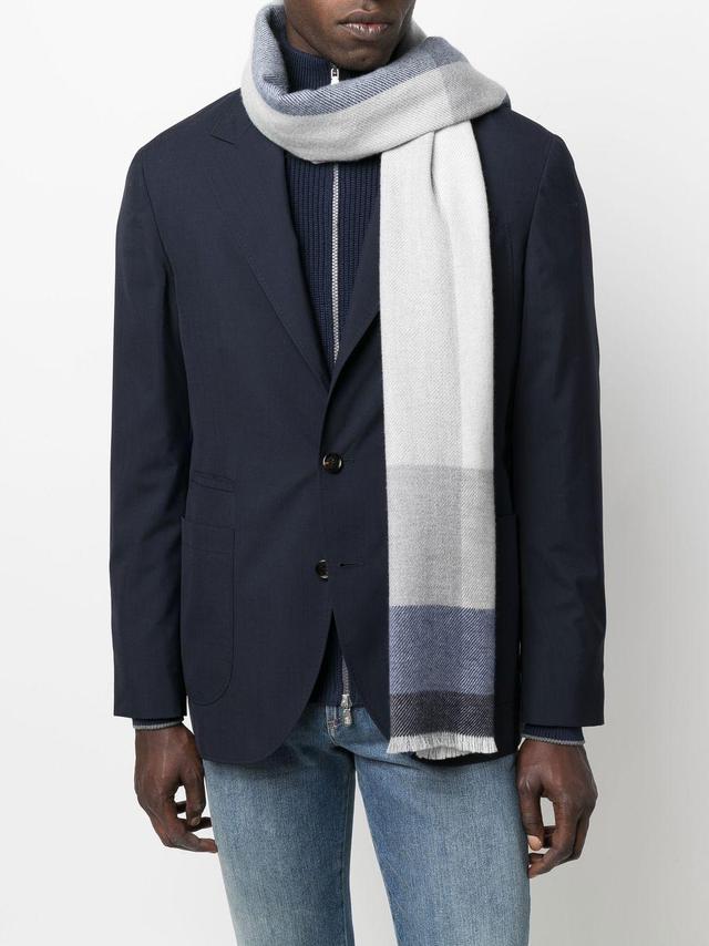 Color-block Wool And Cashmere Scarf In Blue Product Image