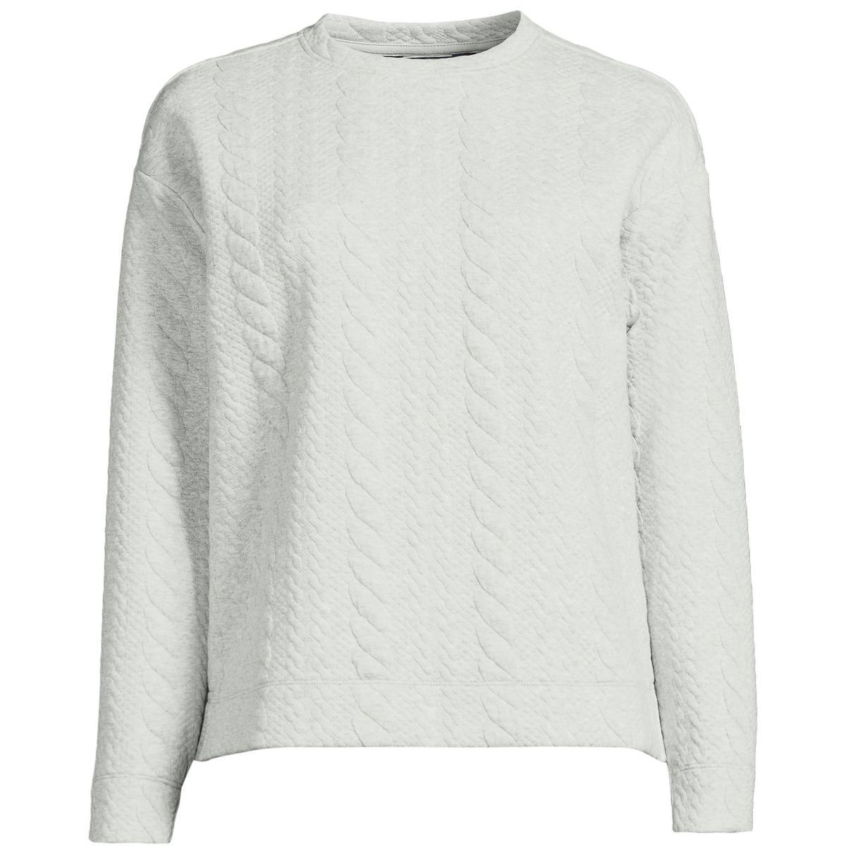 Womens Lands End Quilted Cable Sweatshirt Product Image