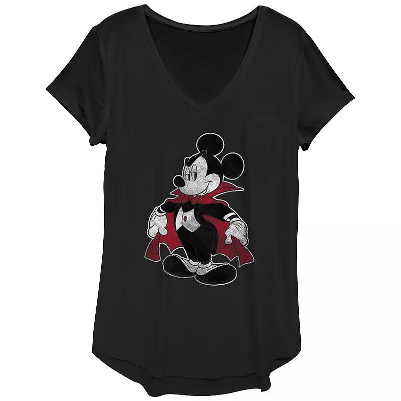 Disneys Mickey Mouse Juniors Vampire Costume V-Neck Graphic Tee, Womens Product Image