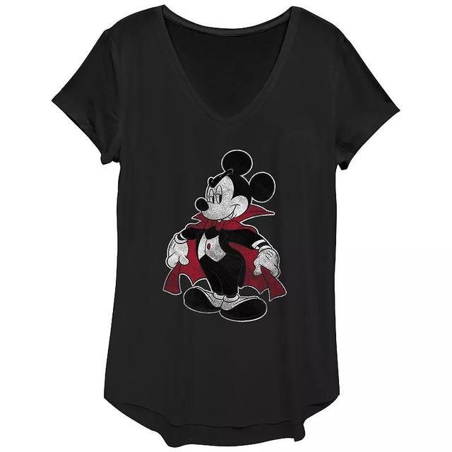 Disneys Mickey Mouse Juniors Vampire Costume V-Neck Graphic Tee, Womens Product Image