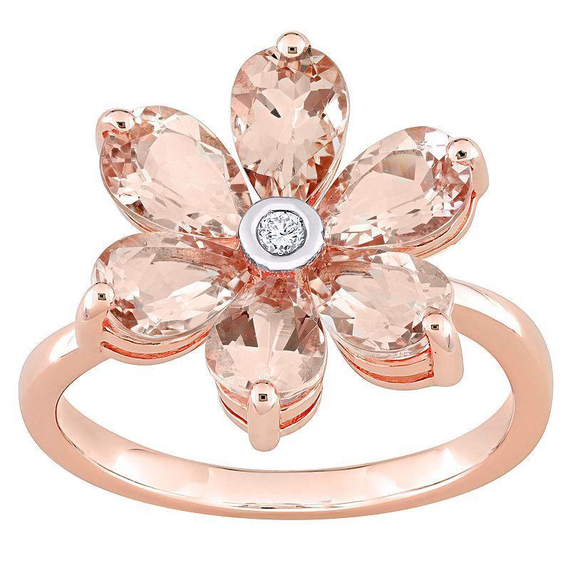 Stella Grace 10k Rose Gold Morganite & Diamond Accent Flower Ring, Womens Product Image