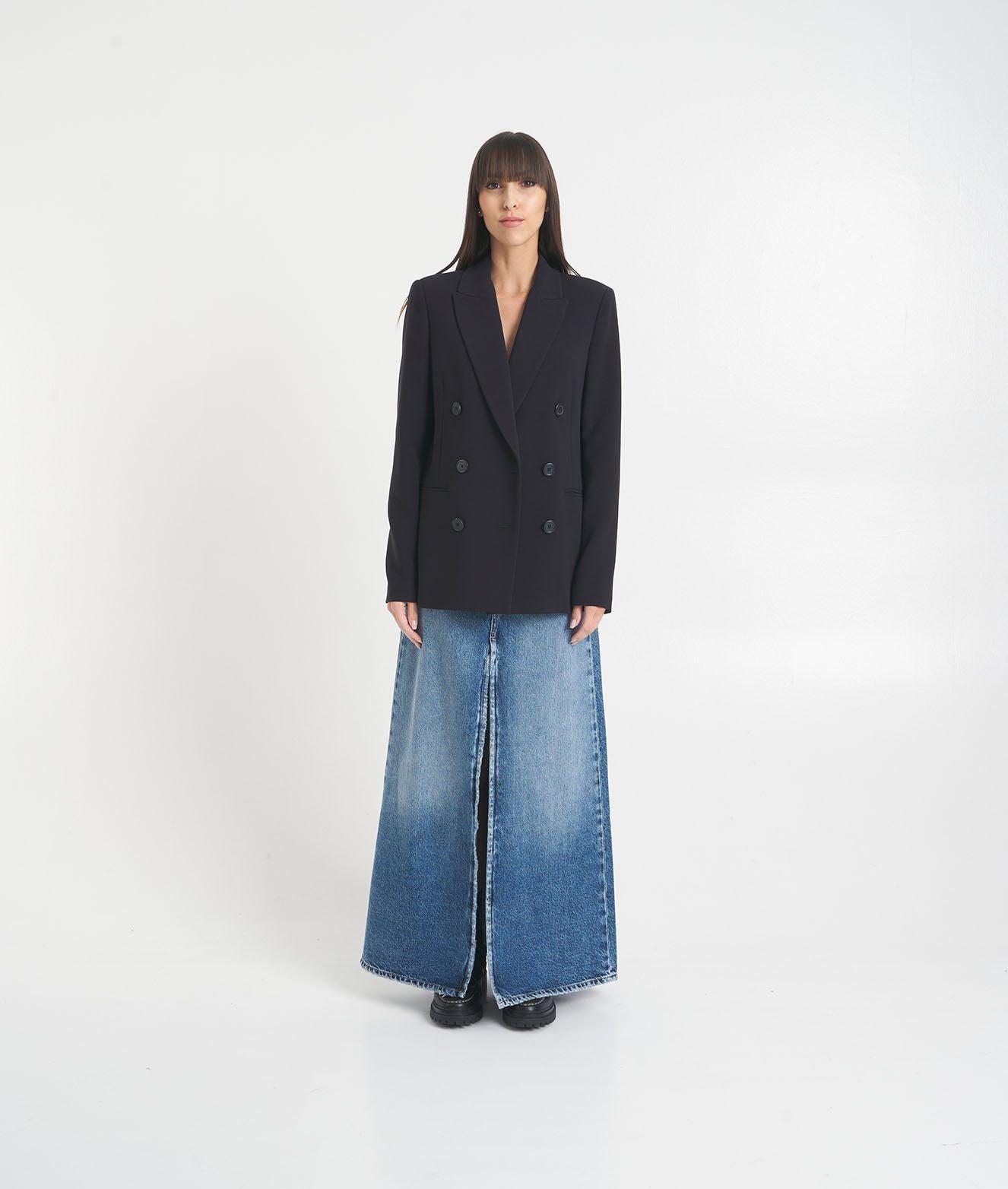 Maxi denim skirt with slit 'Lara' Product Image