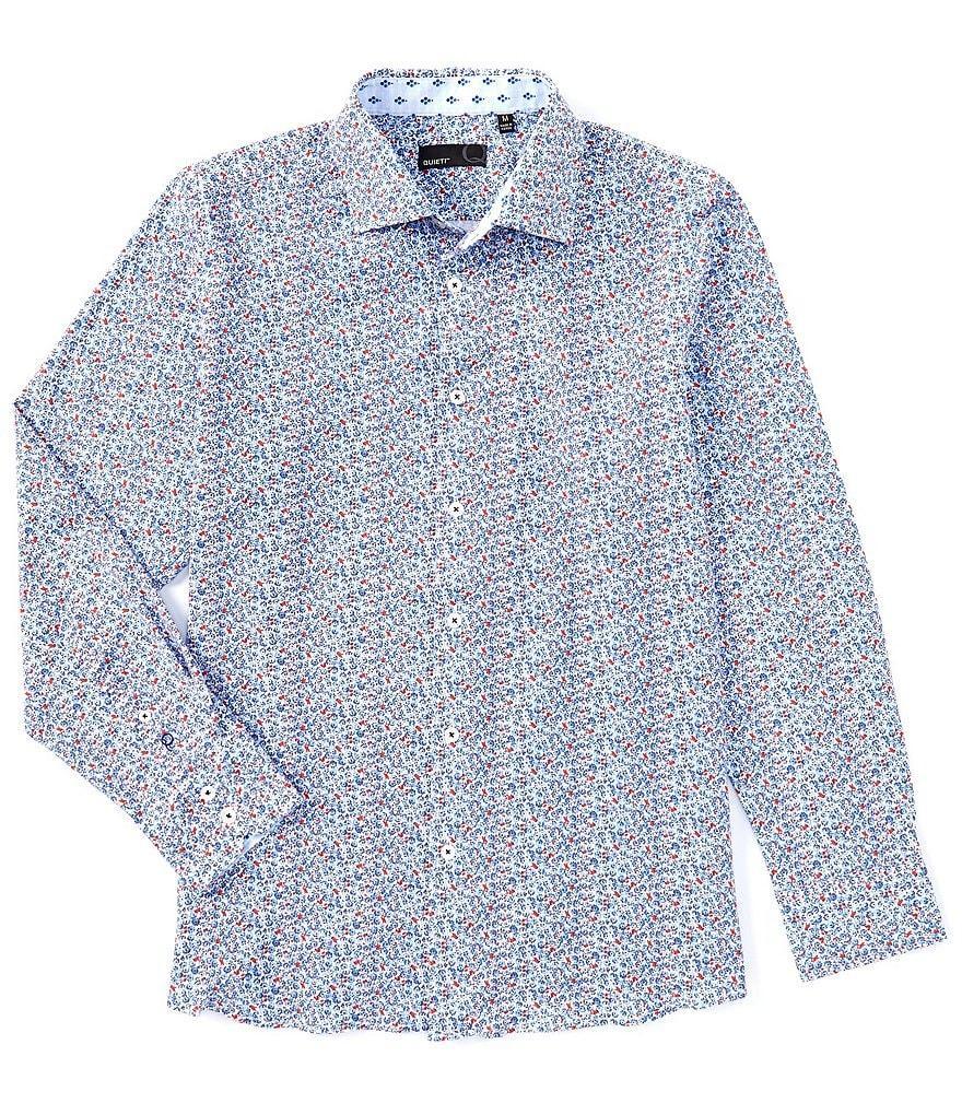 Quieti Stretch Mini-Floral Print Long Sleeve Woven Shirt Product Image