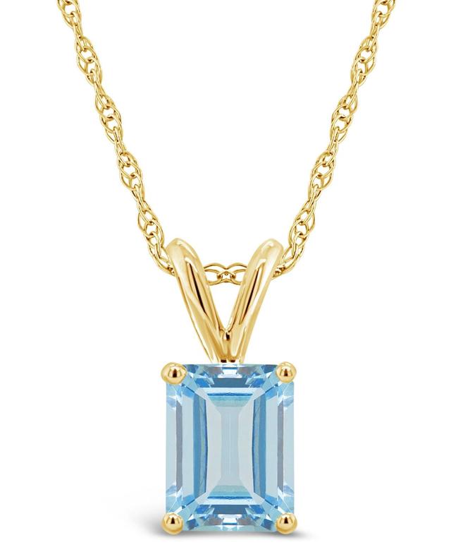 Belk & Co 14K Gold 8X6 Emerald Cut Aquamarine Pendant Product Image