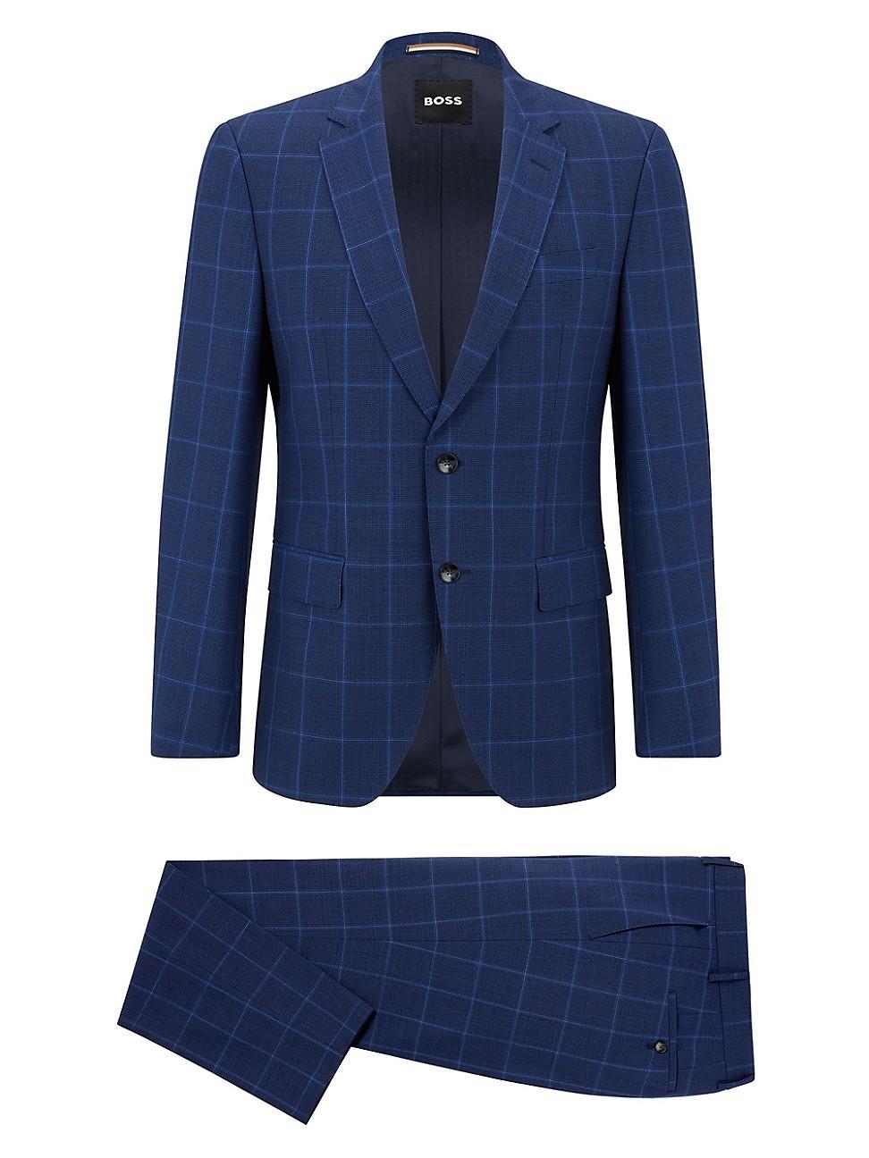 Mens Slim-Fit Suit in Checkered Virgin Wool Product Image