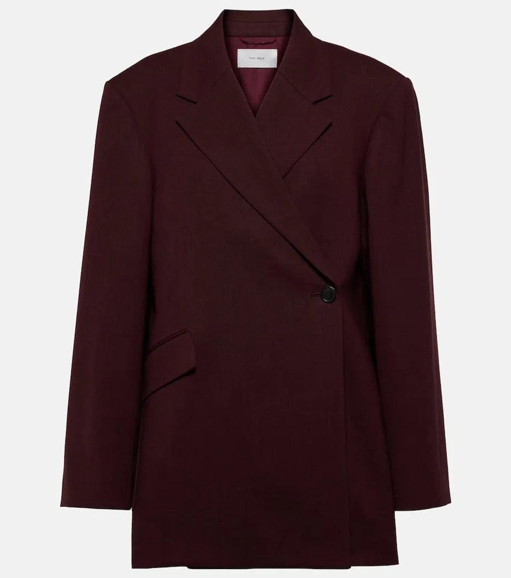 THE ROW Azul Wool Double-breasted Blazer In Burgundy Product Image