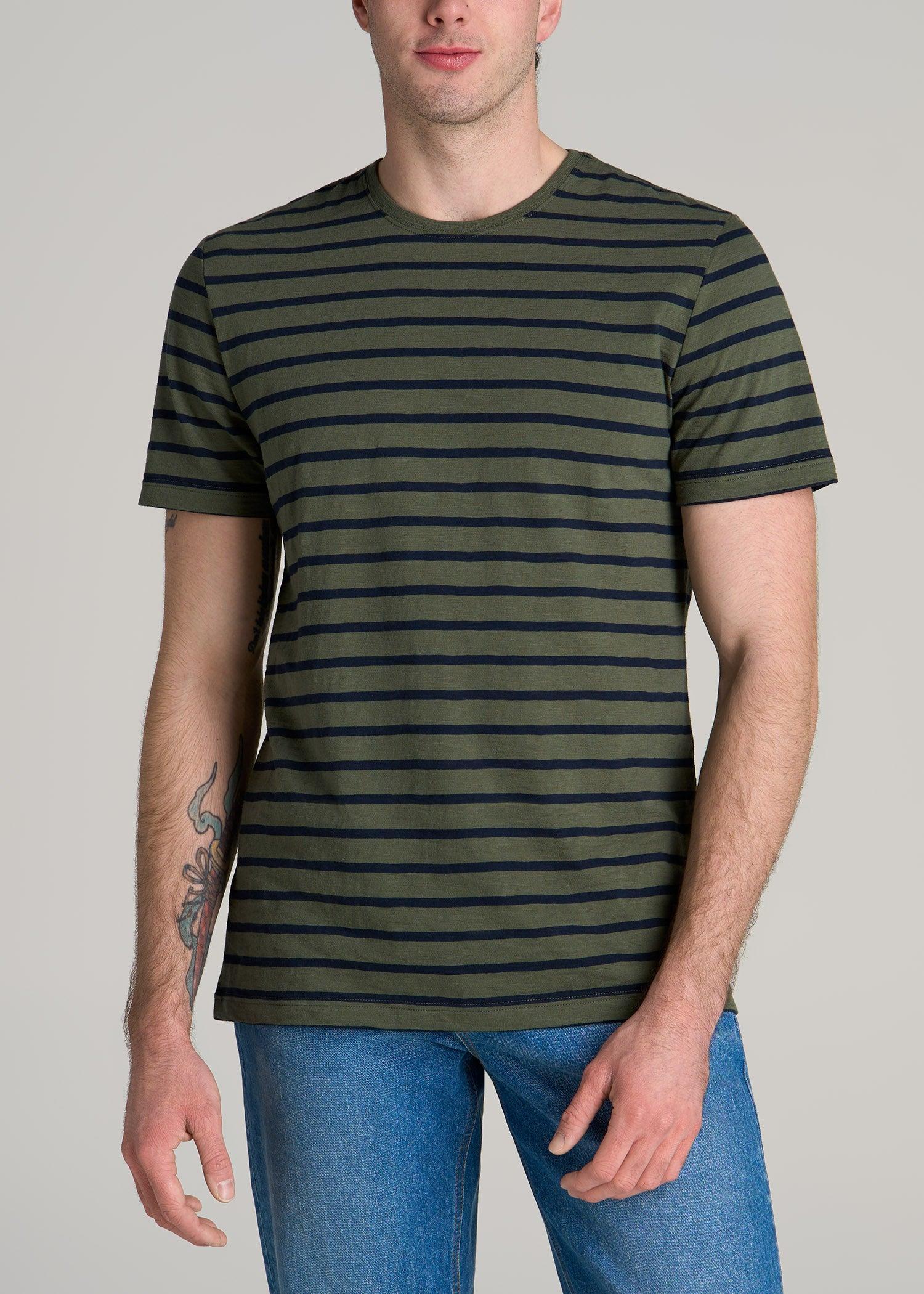 REGULAR-FIT Striped Tee in Dark Green and Navy Stripe - Men's Tall T-shirt Male Product Image