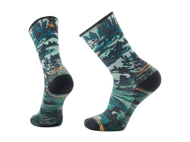 Smartwool Hike Light Cushion Campground Print Crew Socks (Winter Moss) Men's Crew Cut Socks Shoes Product Image