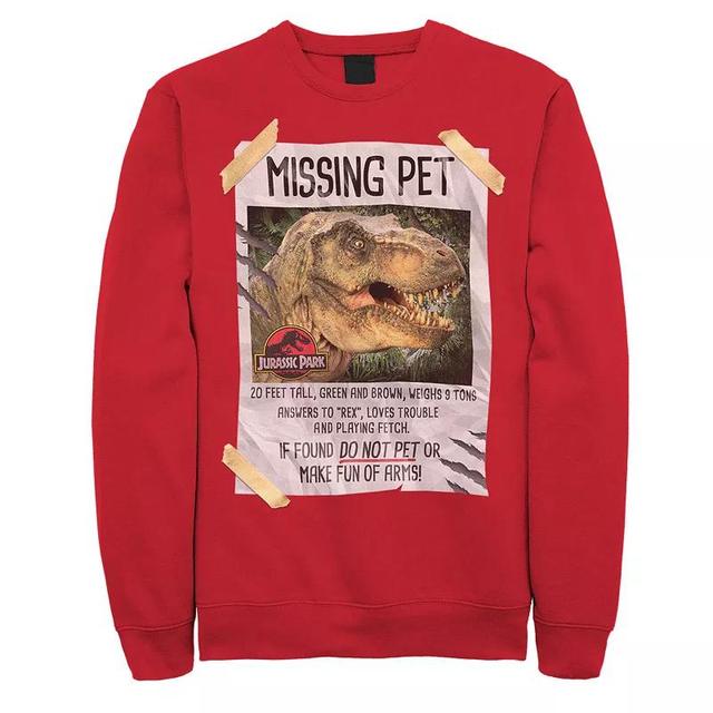 Mens Jurassic Park Missing Pet T-Rex Poster Taped Sweatshirt Product Image