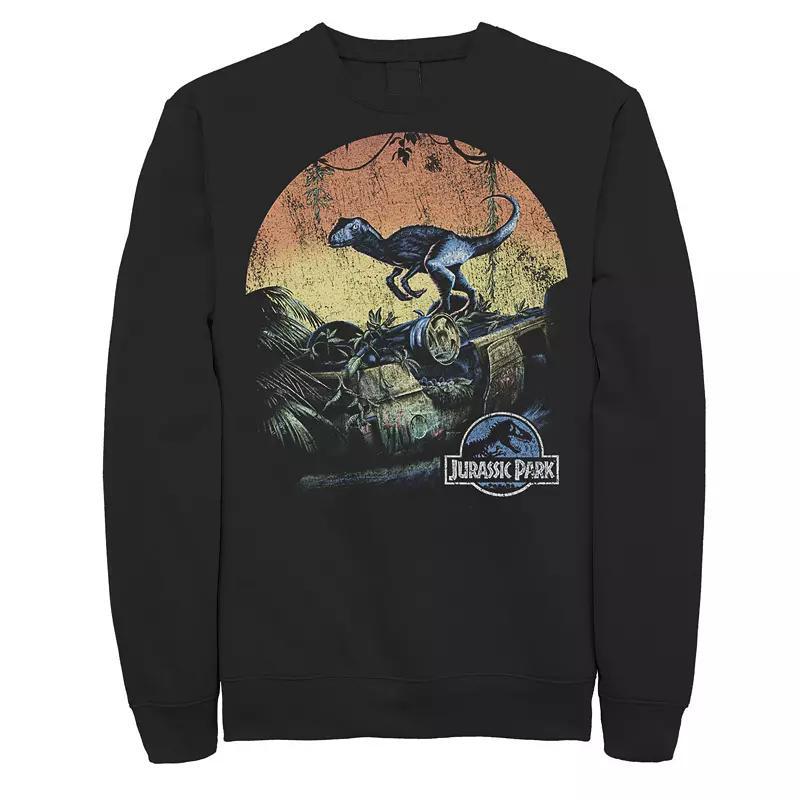 Mens Jurassic World Retro Raptor Sunset in Jungle Sweatshirt Product Image