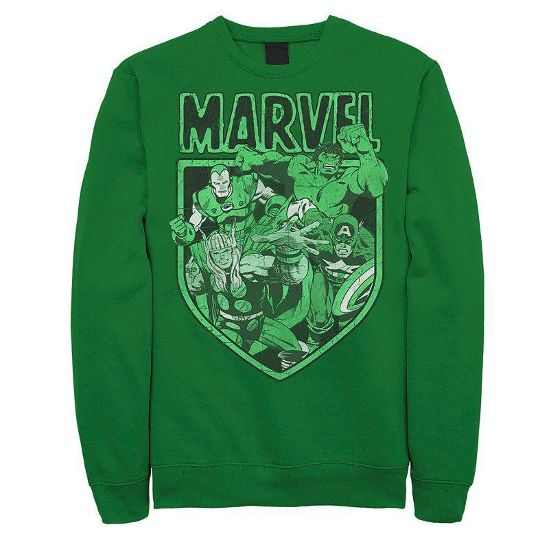 Mens Marvel Avengers Retro Green St. Patricks Graphic Fleece Pullover Product Image