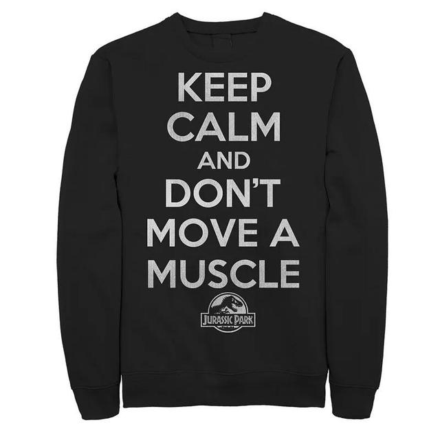 Mens Jurassic Park Keep Calm & Dont Move Graphic Fleece Pullover Black Product Image