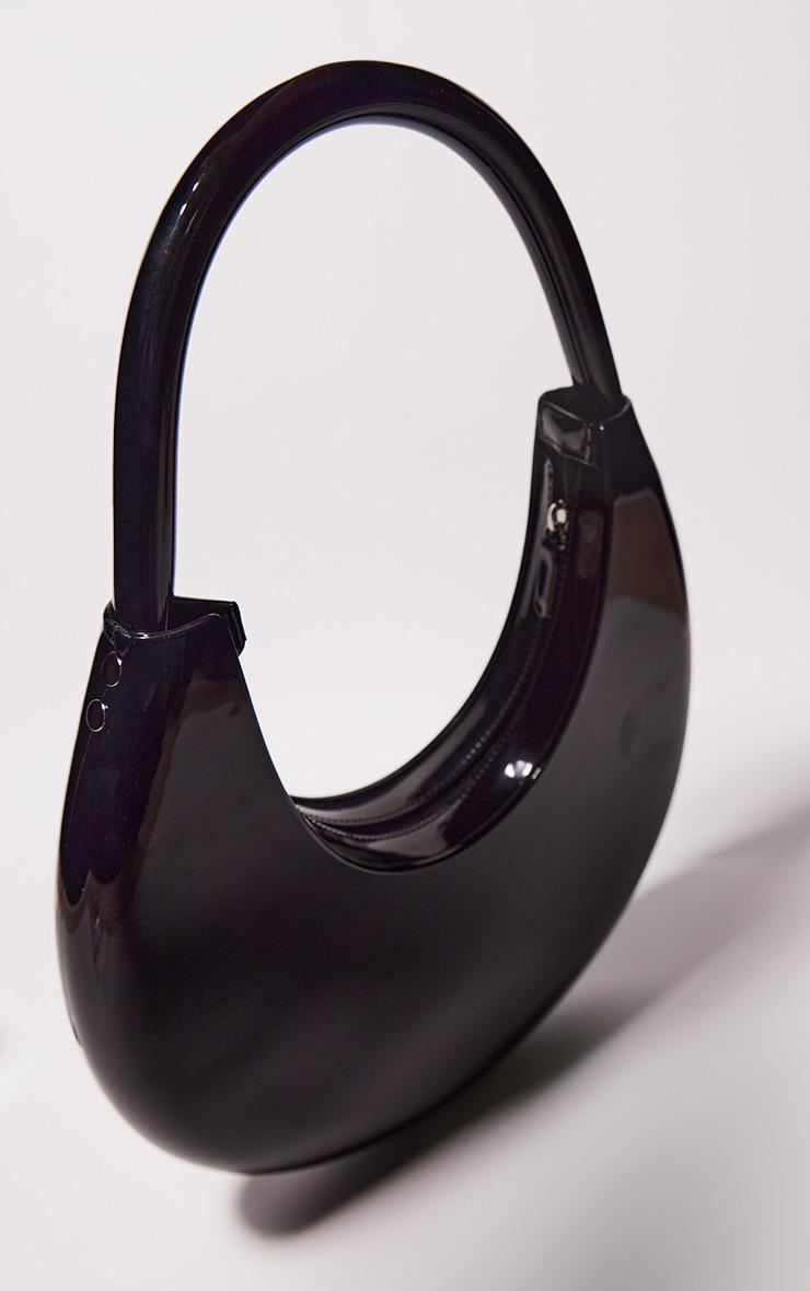 Black Patent PU Round Shoulder Bag Product Image