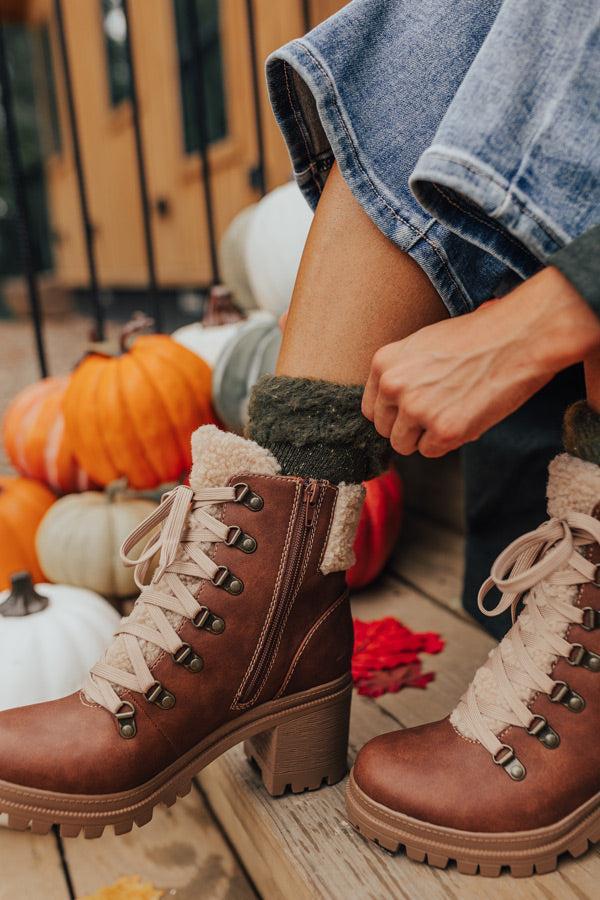 Autumn Charm Knit Socks In Army Green Product Image