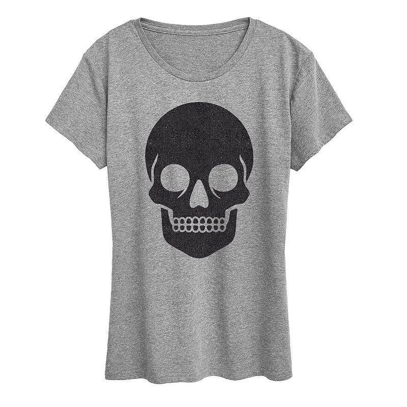 Womens Skull Sparkle Halloween Tee, Girls Product Image