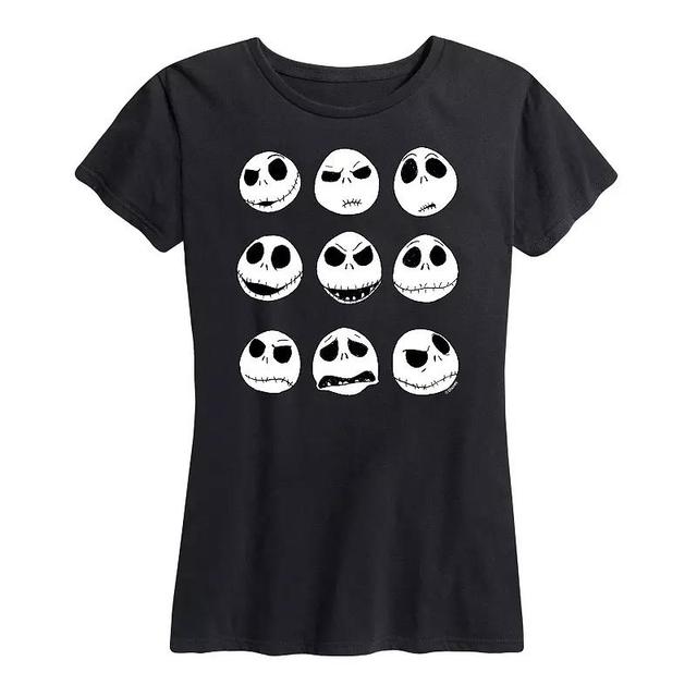 Disneys Nightmare Before Christmas Womens Jack Faces Graphic Tee, Girls Product Image