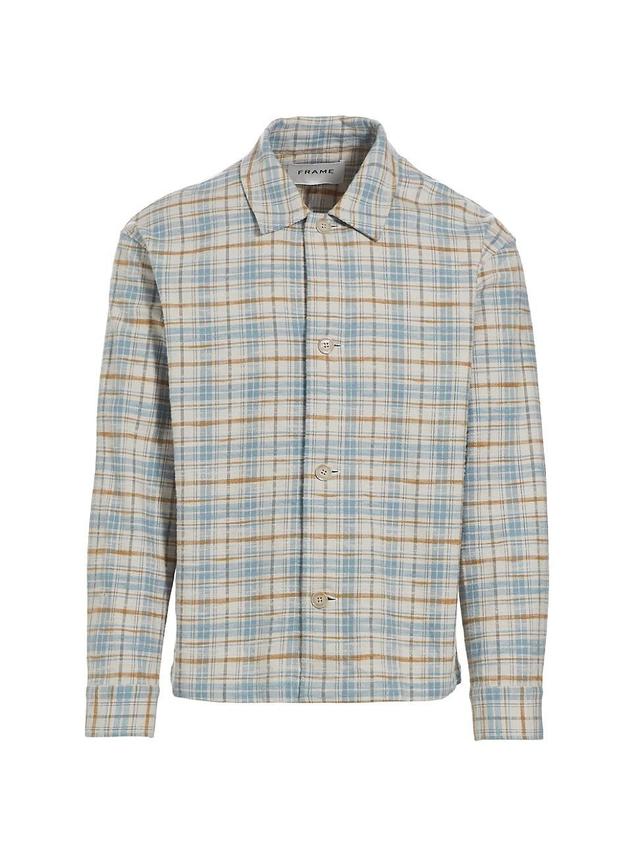 Mens Plaid Cotton Relaxed-Fit Shirt Product Image