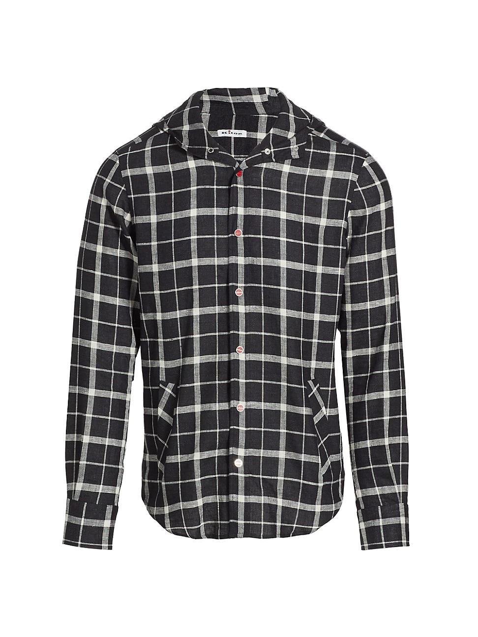 Mens Mariano Plaid Linen Hooded Shirt Product Image