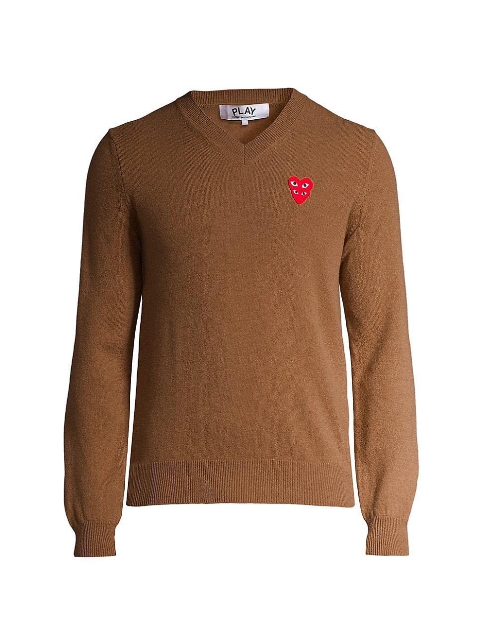 Mens Play Double Heart V-Neck Pullover Product Image