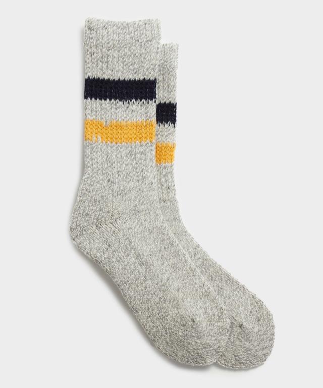 Rototo Retro Winter Outdoor Sock in Navy / Yellow Stripe Product Image